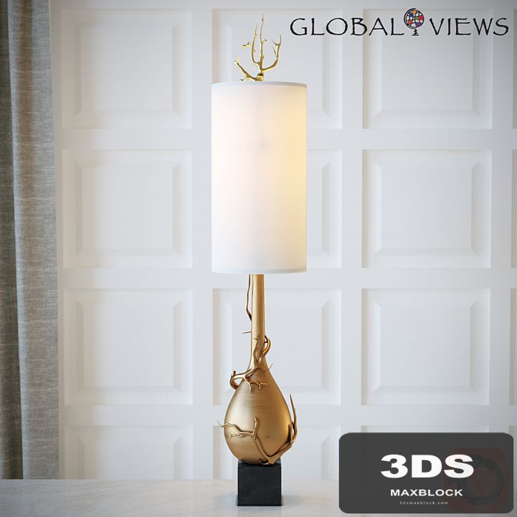 Twig Bulb Floor Lamp-Brass