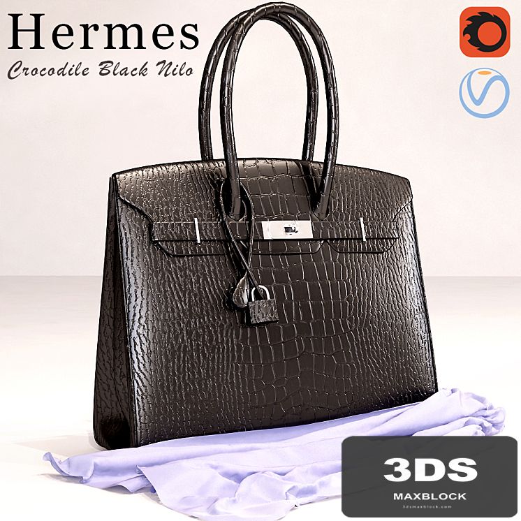 Bag Hermes Black Crocodile Birkin Bag