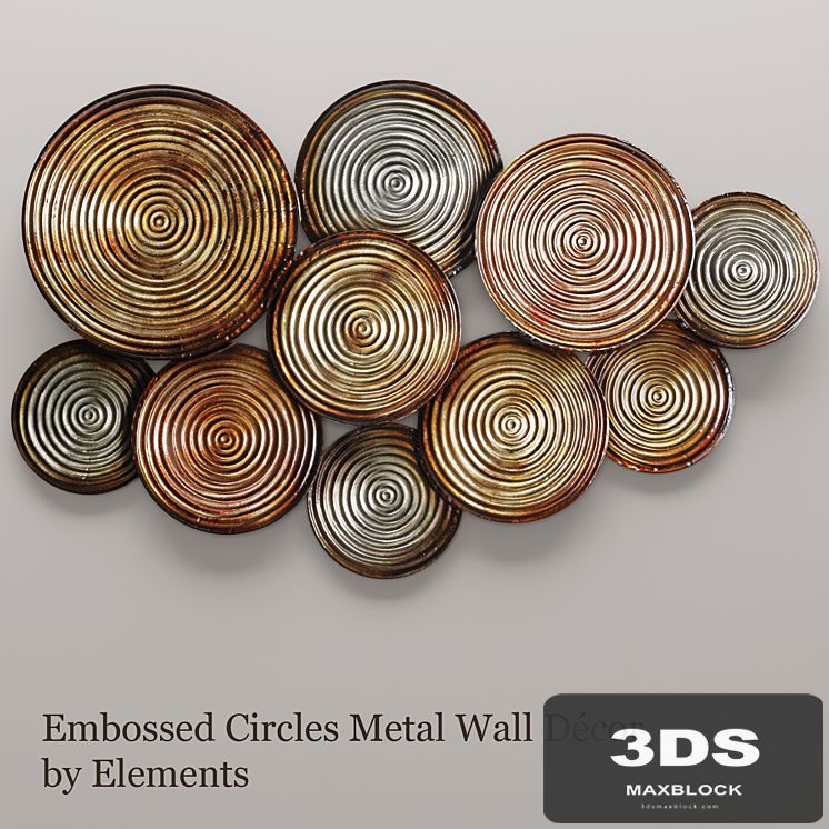 Embossed Circles Metal Wall Décor by Elements, wall decor, panels, discs, circles, wall decor, panel, loft, decor