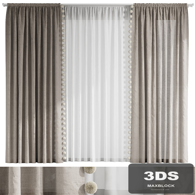 Curtains with pom-poms for the nursery