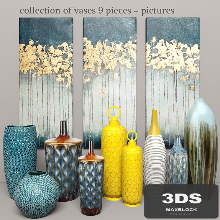 collection of vases 9 pieces + pictures
