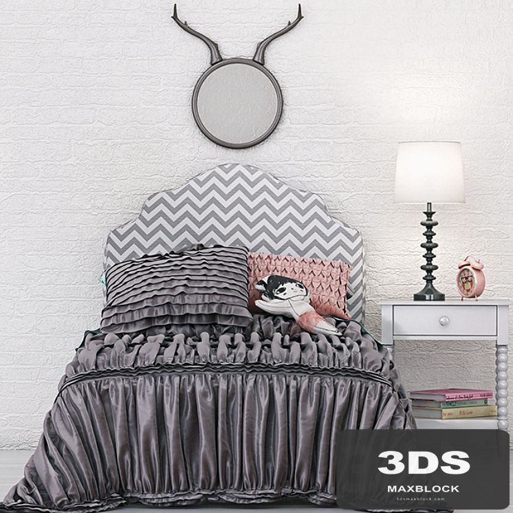 Landofnod Twin Arched Upholstered Headboard (Pattern - Zig Zag)