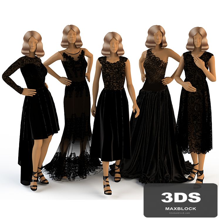 Women's evening dresses on mannequins