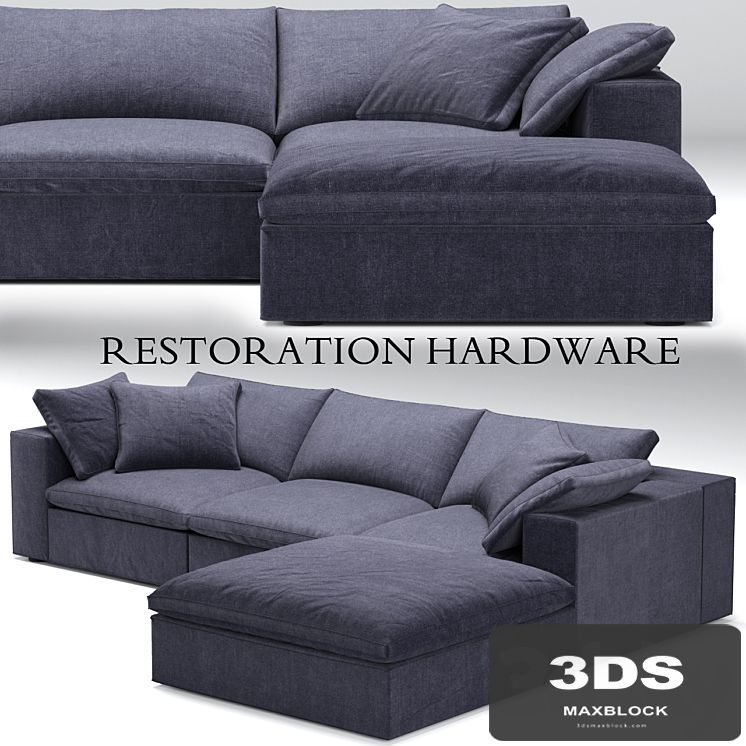 Restoration Hardware Cloud Modular blue sofa