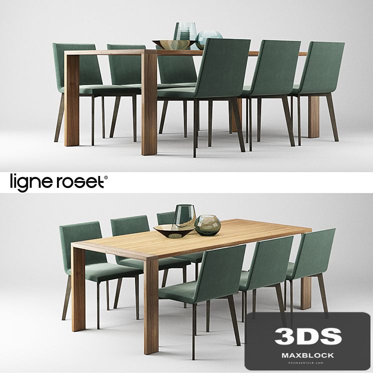 Ligne Roset Table Allen and Chair Mogador