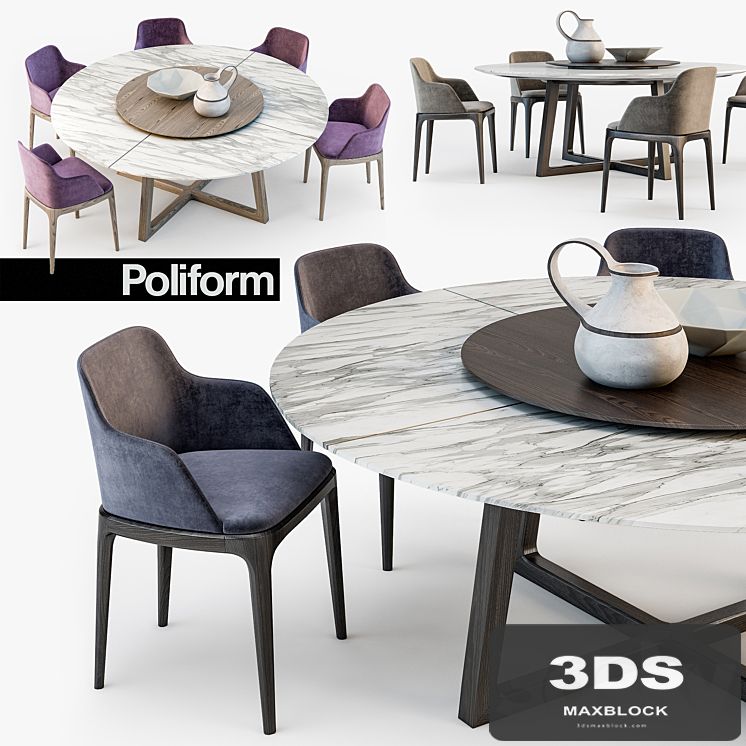 Poliform Grace chair Concorde table
