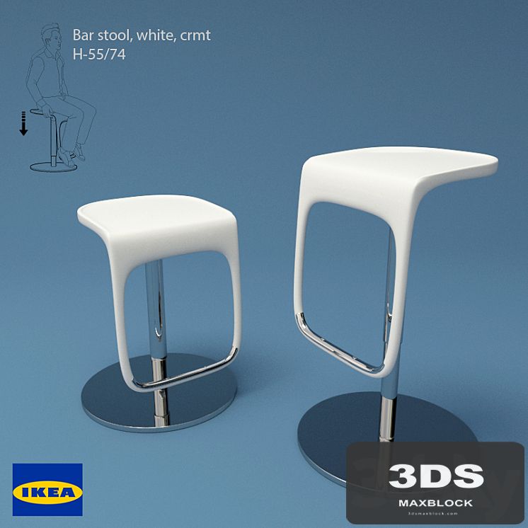 Bar stool, white, crmt