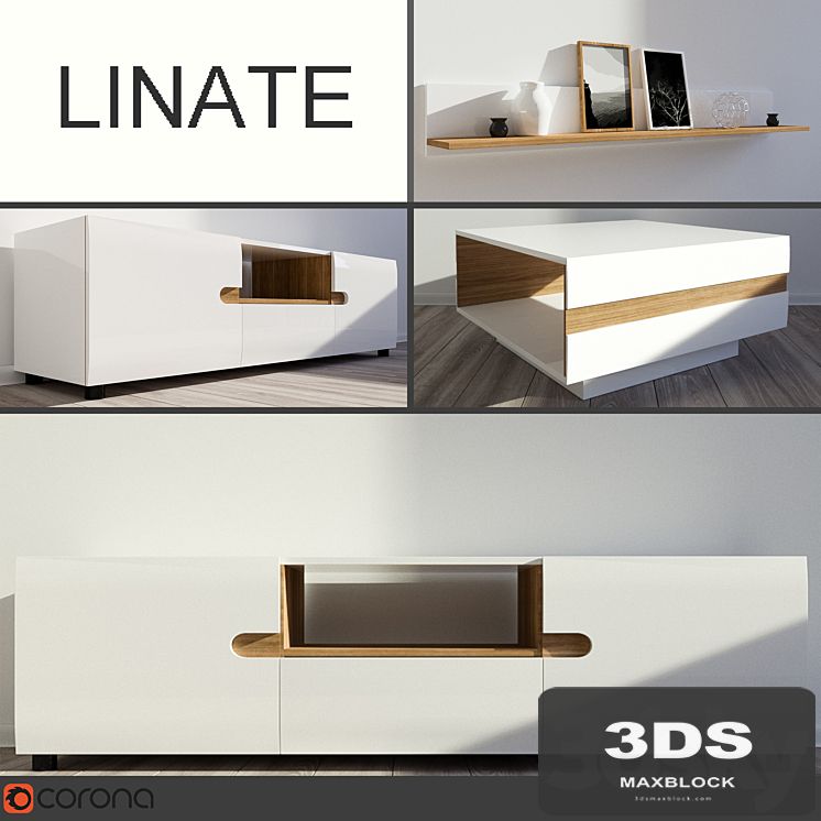 Linate TV Stand, coffee table, shelf.