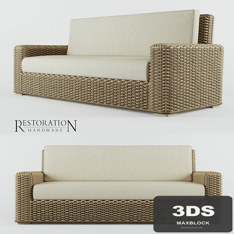 RH Antilles Rattan Sofa