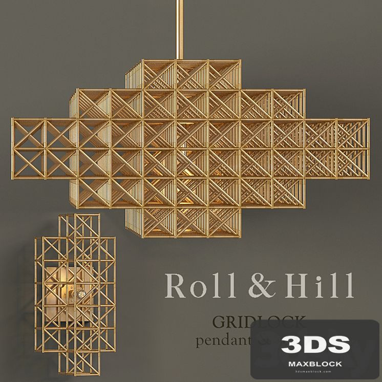 Chandelier Roll&Hill Gridlock pendant & sconce