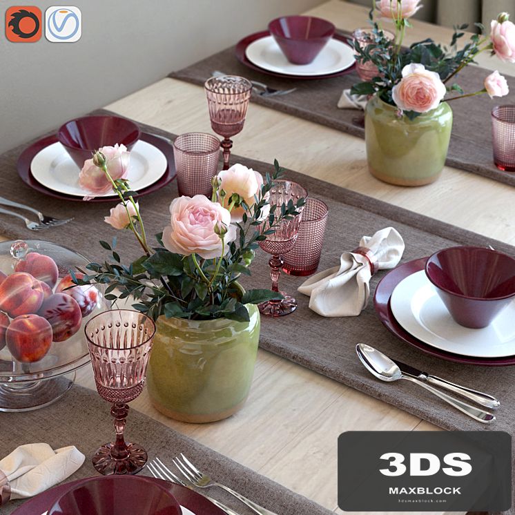 Serving table with tea roses