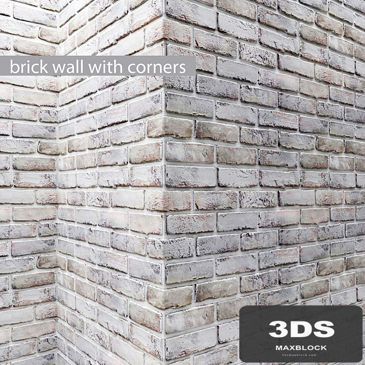 Brick wall with corners, Masonry, brick, loft, decorative, panel, wall, corner, whitewashed brick, white
