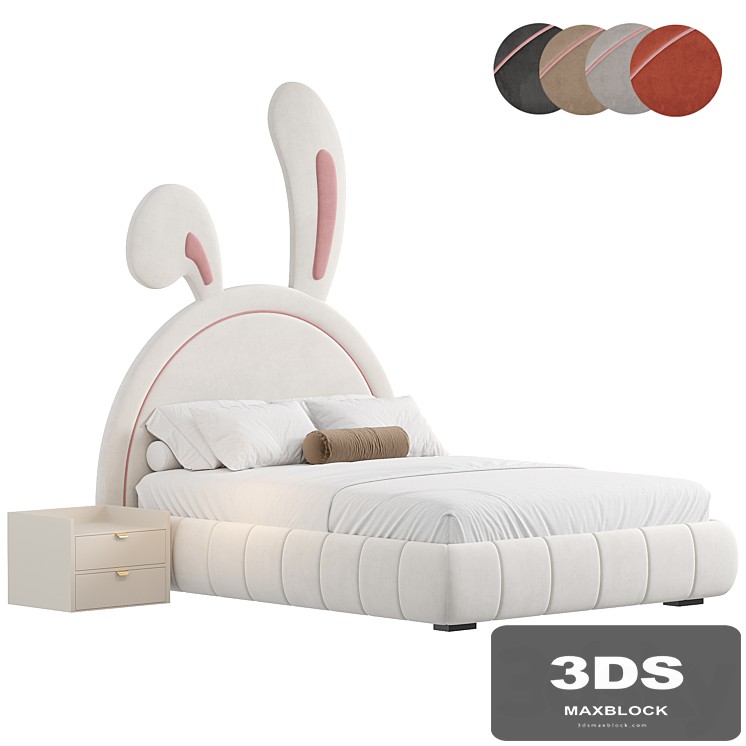 Nettie Microfiber Leather Rabbit Shaped Bed Frame