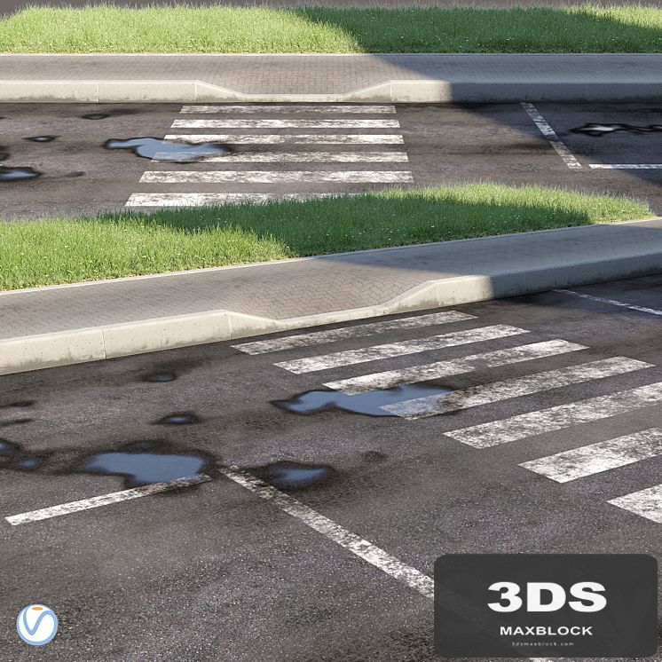 Road, sidewalk, curb, grass 2