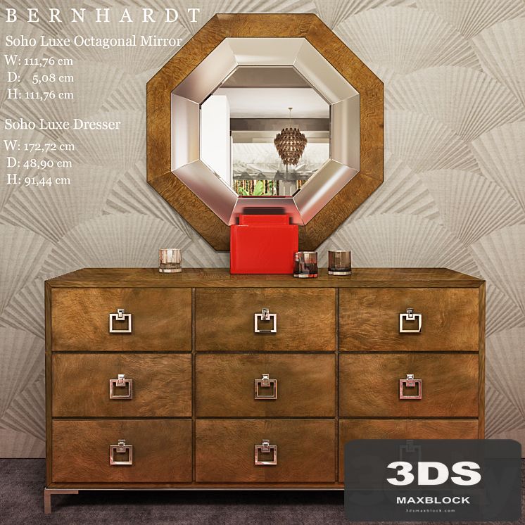 BERNHARDT Soho Luxe Dresser / Soho Luxe Octagonal Mirror