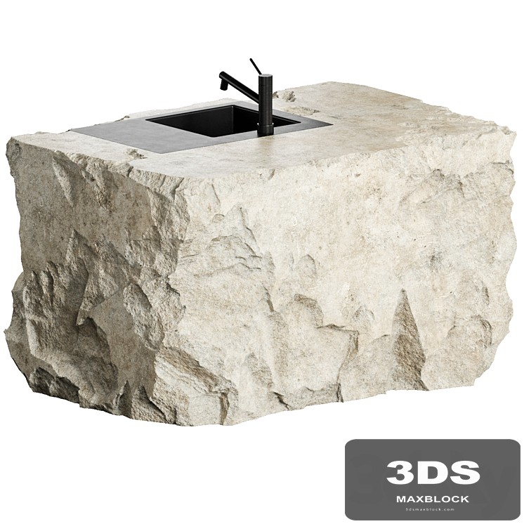 The island table is made of stone