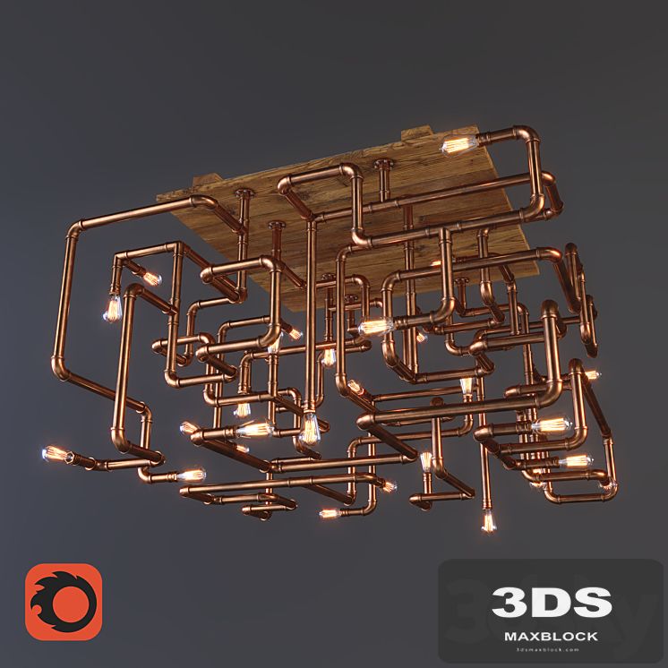 Chandelier made of copper pipes