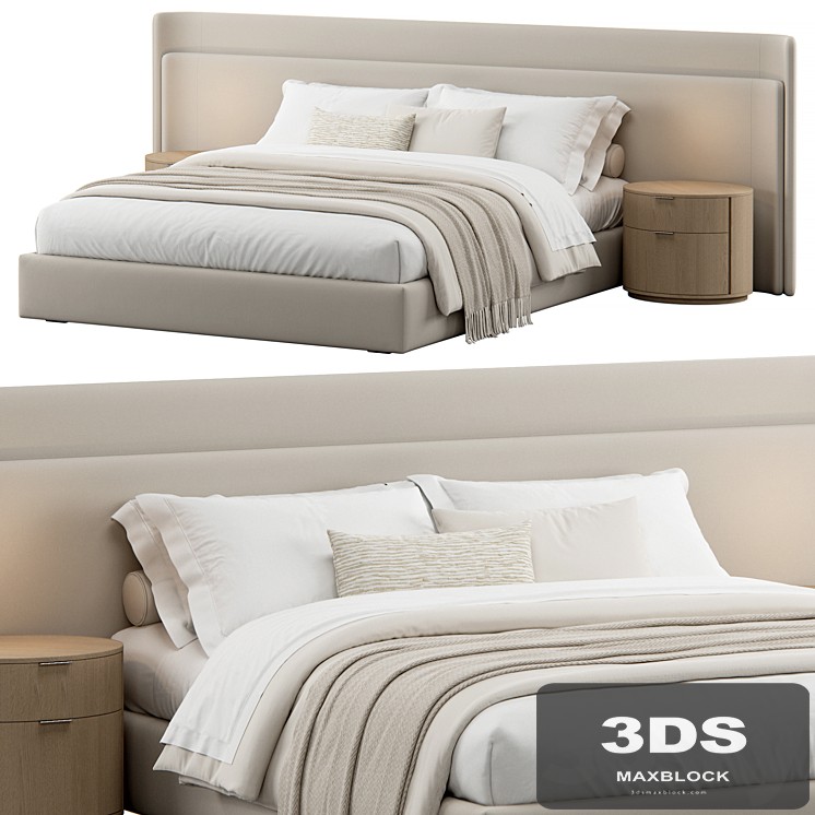 Contemporary Upholstered Rounded Headboard Bed