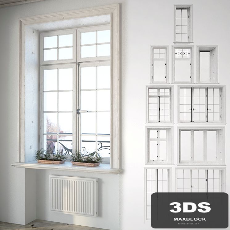 Set classical windows with decor