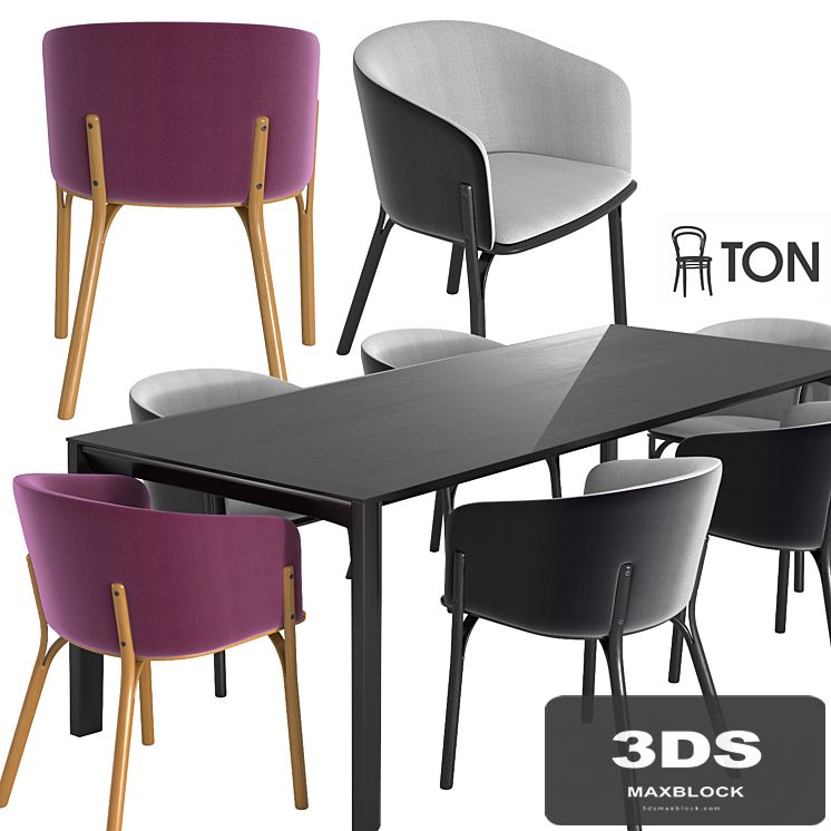 Ton armchair split, table trapez