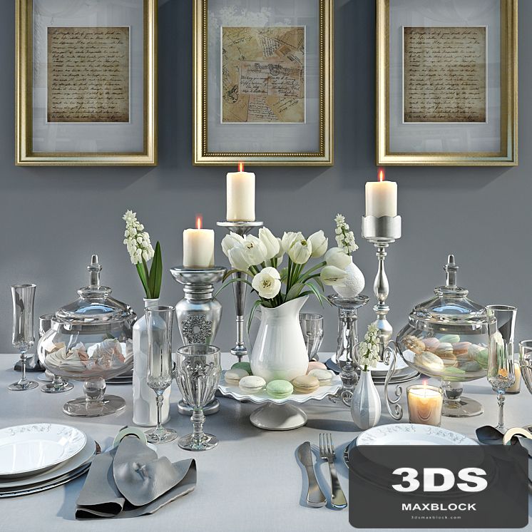 Serving table with tulips