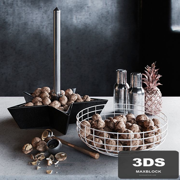 Christmas walnut decor set