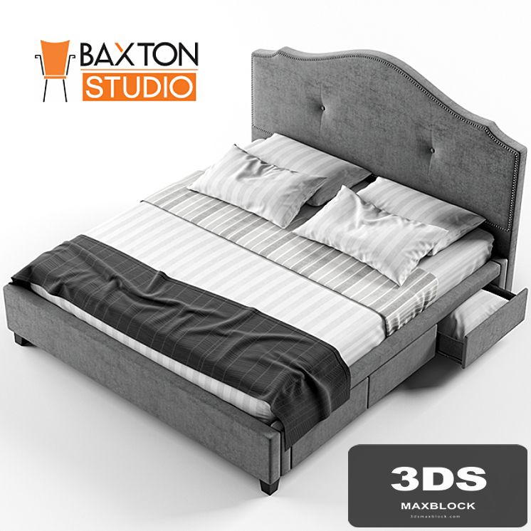 Armeena Linen Storage Bed With Upholstered Headboard, Gray, King