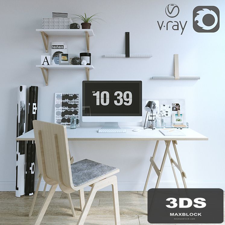 Desk with decor