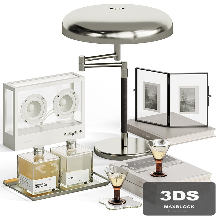 Decorative set with transparent speaker and Ikea Art Deco Grimsö Table Lamp