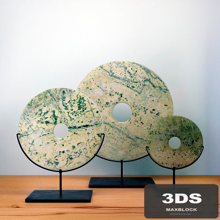 BALSAMO - Set of Three Cream and Grey Disc Sculptures