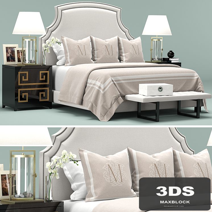 Upholstered White Headboard Bed