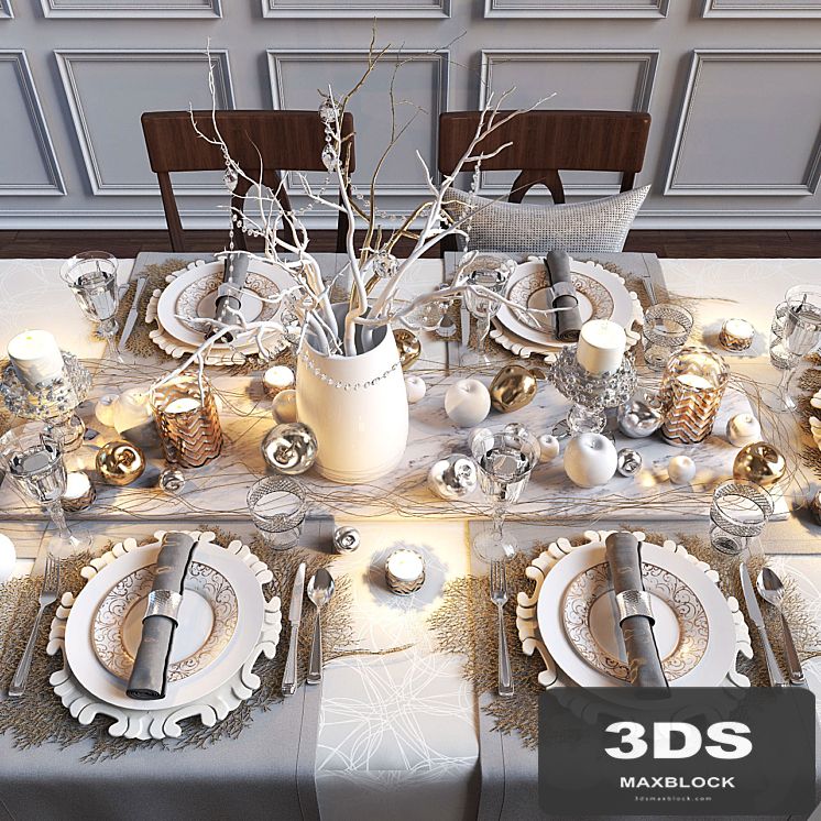 Festive table setting with apples
