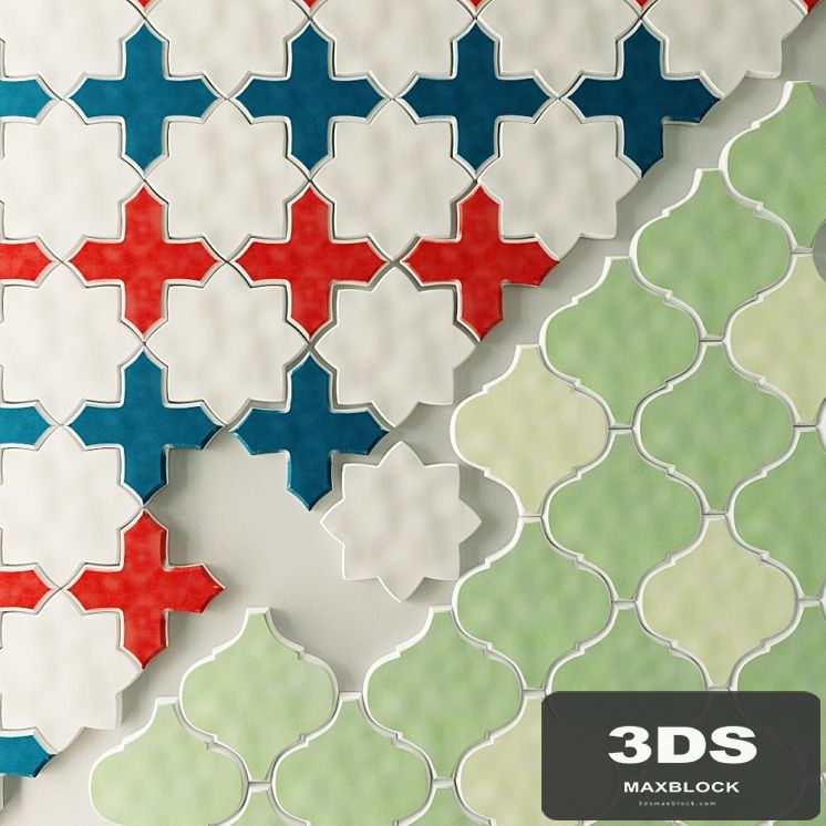 Patterned tiles, mosaic
