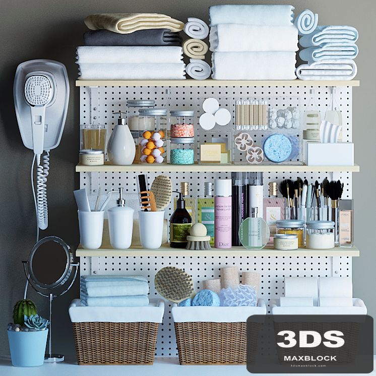 Shelves for bathroom with decor