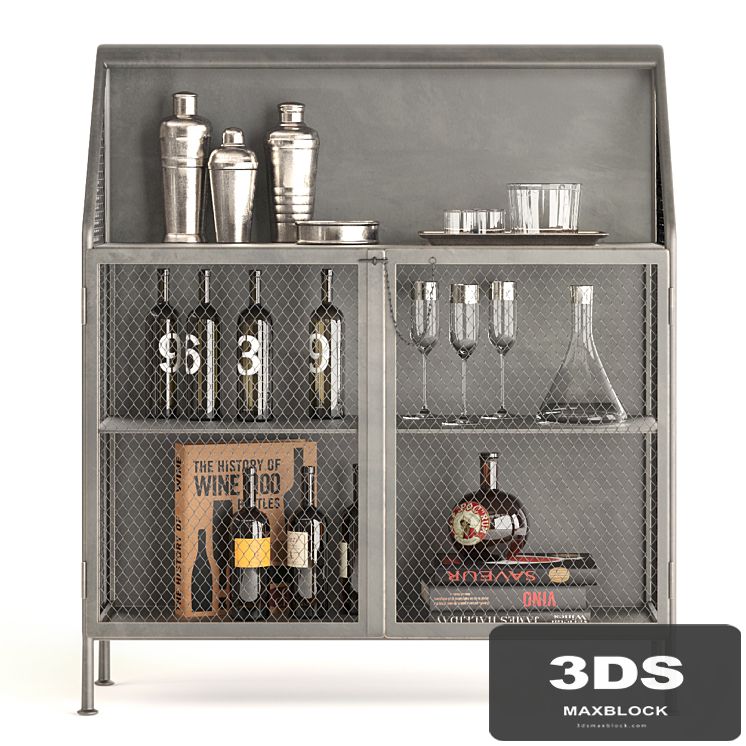 Bar Vintage French Factory Bar Cart