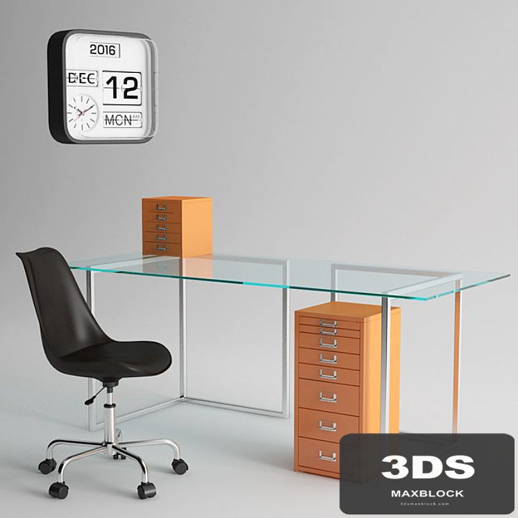 Habitat Ginnie Office Chair and Habitat Nic Glass Table