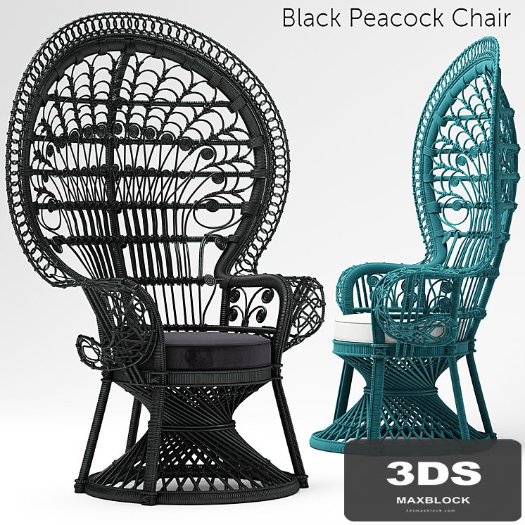 Armchair Black Peacock Chair New In