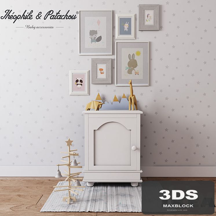 Set for children's pedestal Théophile & Patachou