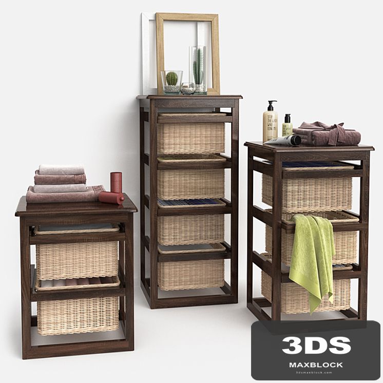 Bathroom furniture with baskets model LAUNDRY wenge