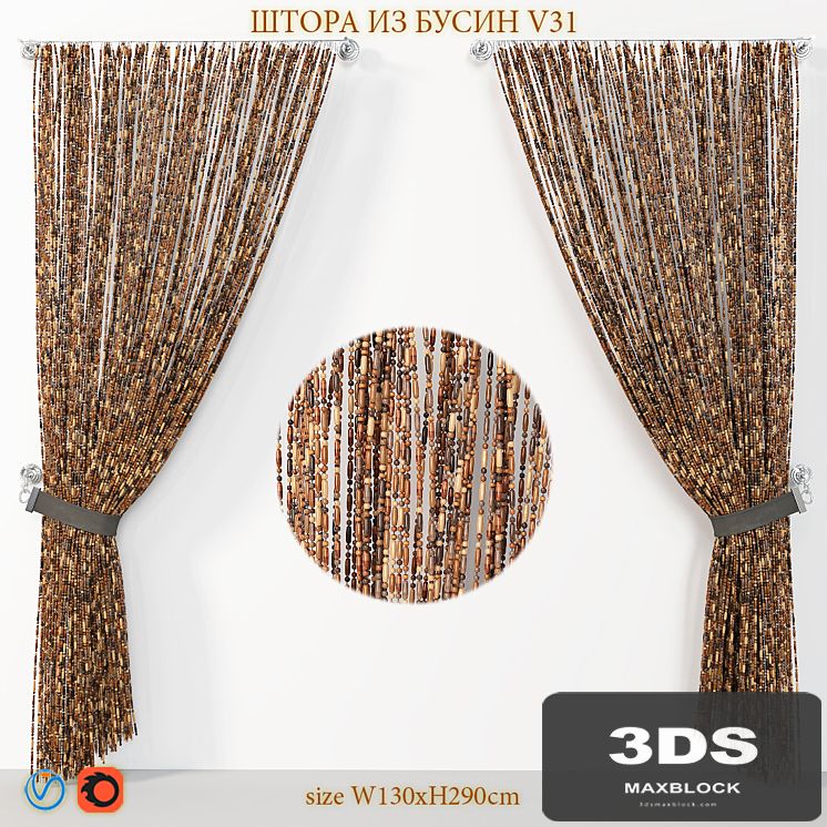 Curtains made of wooden beads V31