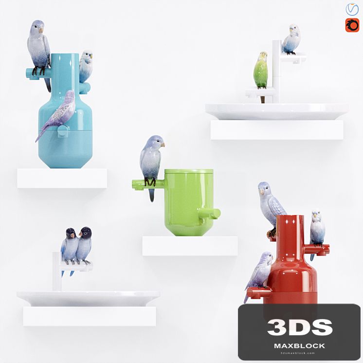 A set of vases "The Parrot Party"