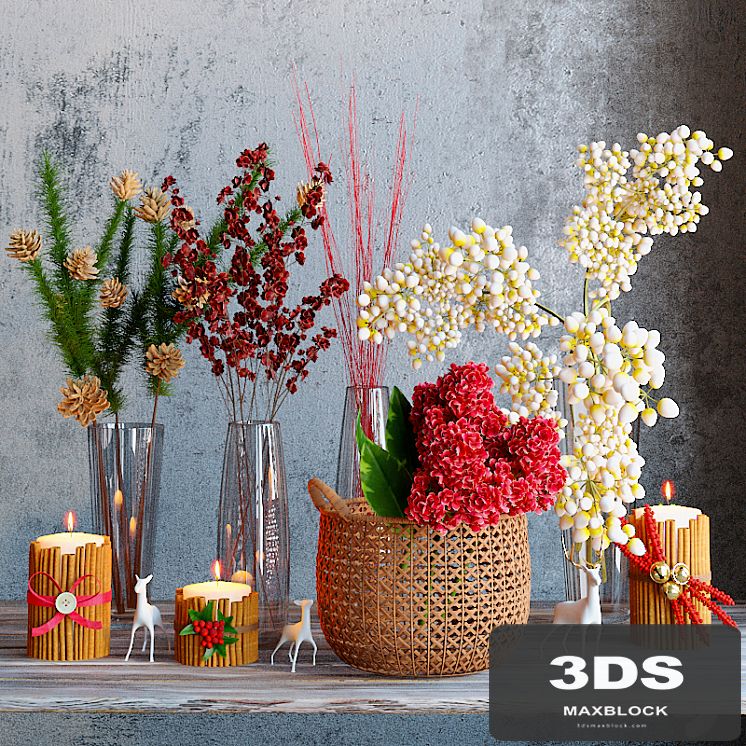 Winter flowers set