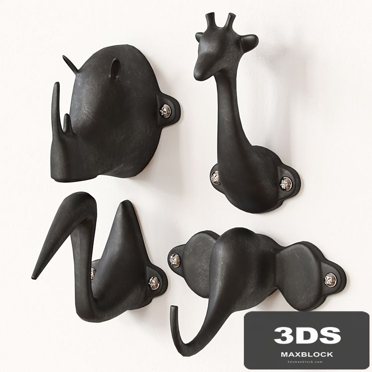 Hooks-safari / elephant, giraffe, rhino, heron