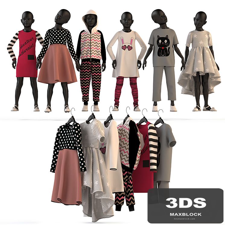 Children's clothing on mannequins and hangers 2