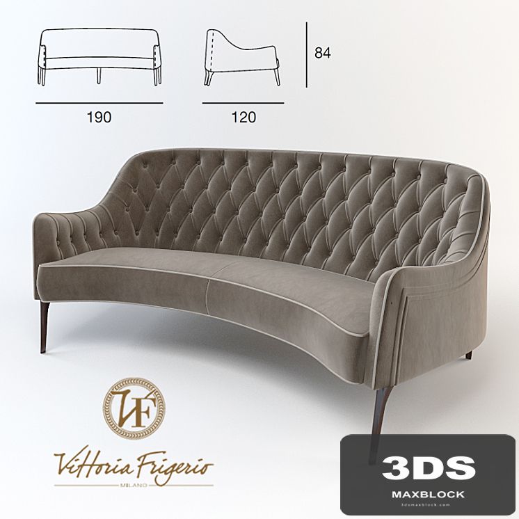 Sofa Poggi.Small sofa bergere capitone