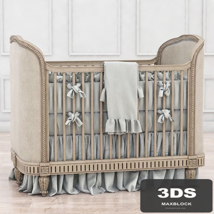 RH Belle Upholstered Crib (distressed linen)