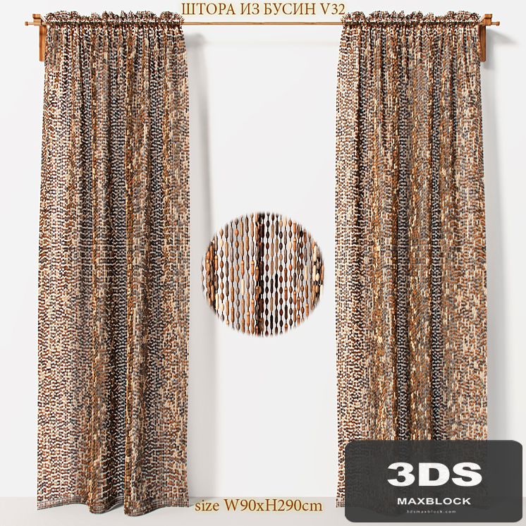 Curtains made of wooden beads V32