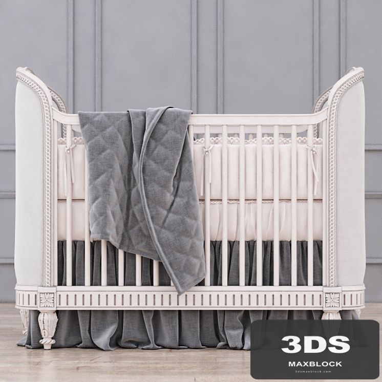 RH Belle Upholstered Crib (Antique Grey Mist)