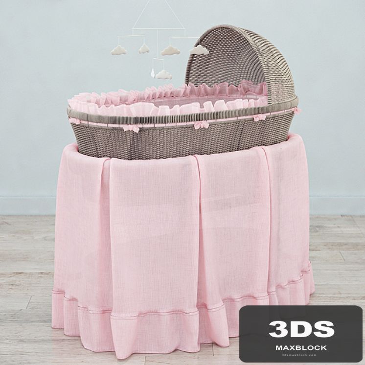 RH Heirloom wicker bassinet &amp; mattres