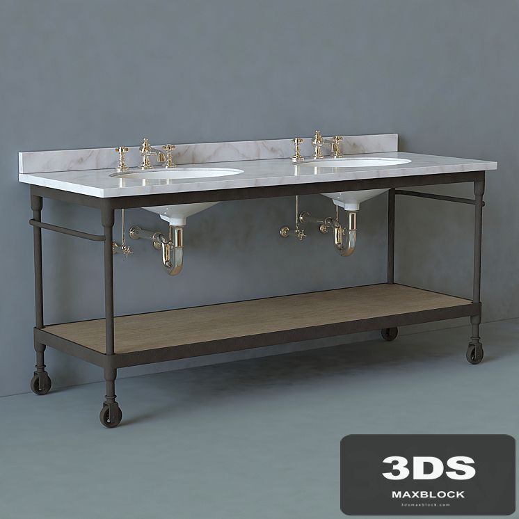 Dutch Industrial Double Washstand